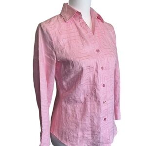 Vintage Linen Richard Malcom Pink button-up shirt with unique groovy design